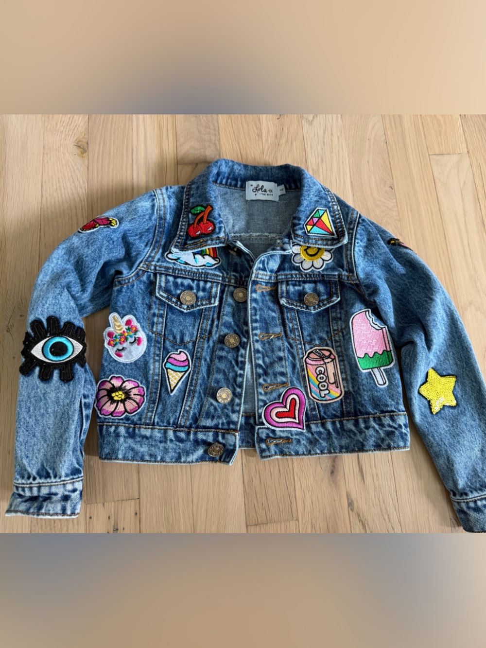 Lola and the boys denim patch jacket size 4